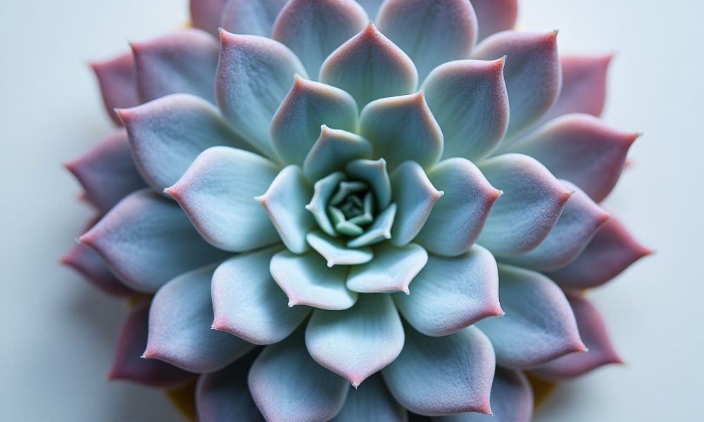 Echeveria elegans (Rosa-de-pedra) com roseta simétrica de folhas azul-acinzentadas, suculenta não-tóxica segura para lares com crianças e pets.