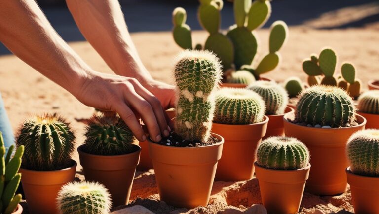 Mulher adubando cactos