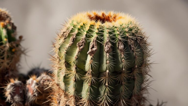 Base de cacto mostrando sinais de podridão devido ao excesso de umidade