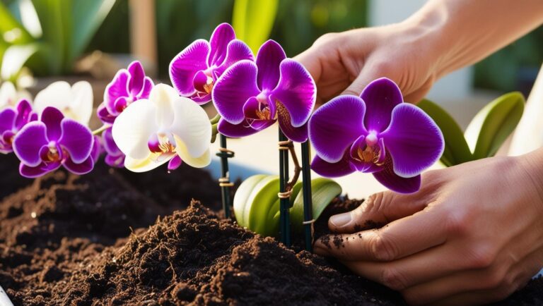 Orquídeas lilás e brancas, lindas e floridas