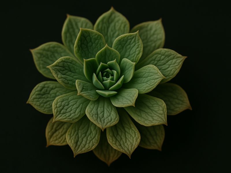 Folhas de suculenta visivelmente enrugadas e murchas, indicando claramente a sede da suculenta e a necessidade de rega.